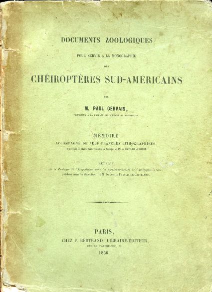 Image for Documents Zoologiques pour Servir a la Monographie des Cheiropteres sud-Americains. with 9 leaves of plates