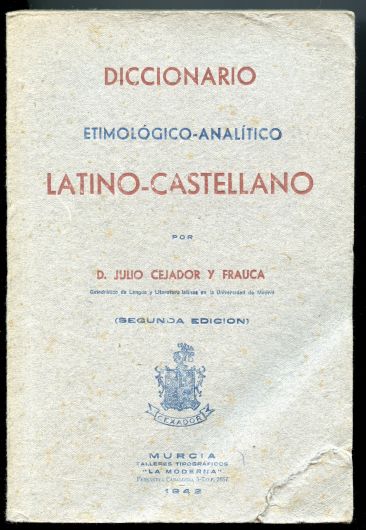 Image for Diccionario Etimologico-Analitico Latino-Castellano. Segunda Edicion