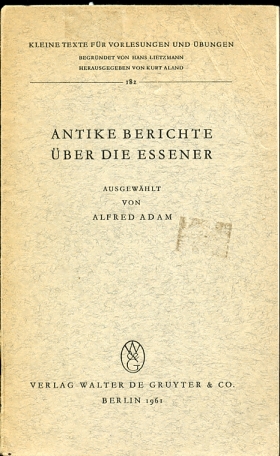 Image for Antike Berichte Uber Die Essener