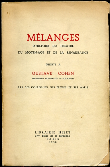 Image for Melanges D'Histoire Du Theatre Du Moyen-Age Et De La Renaissance