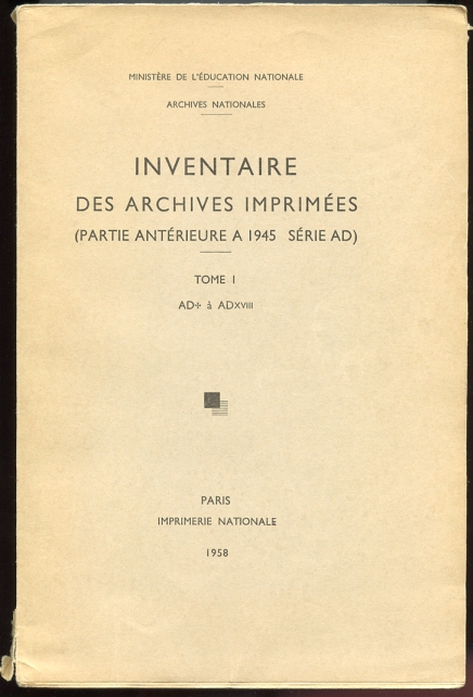 Image for Inventaire Des Archives Imprimees Partie Anterieure a 1945: Serie AD