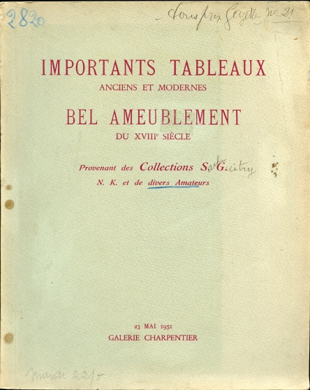 Image for Tableaux Modernes Tableaux Anciens Objets D'Art Et De Bel Ameublement Du Xviiie Siecle. With Prices Realized Provenant De La Collection Sacha Guitry 23 Mai 1951