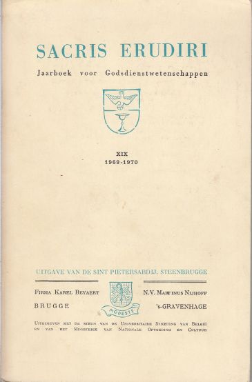 Image for Sacris Erudiri Jaarboek Voor Godsdienstwetenschappen 1969-1970