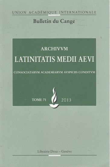 Image for Archivum Latinitatis Medii Consociatarum Academiarum Auspiciis Conditum