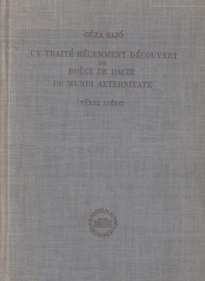 Image for Un Traite Recemment Decouvert De Boece De Dacie De Mundi Aeternitate