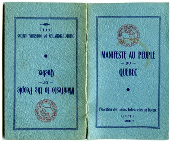 Image for Manifesto to the People of Quebec; Manifeste au Peuple du Quebec