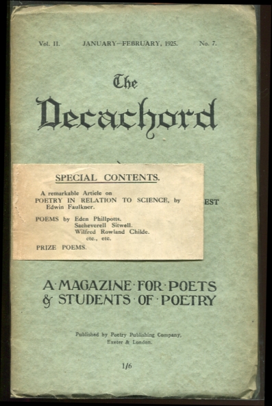 Image for The Decachord. Vol. II. January-February, 1925. No. 7 A Magazine for Poets & Students of Poetry
