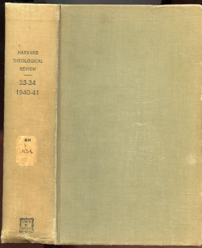 Image for The Harvard Theological Review. Volume XXXIII (33) and XXXIV (34), No. 1, 2, 3, 4. January. April, July, October.